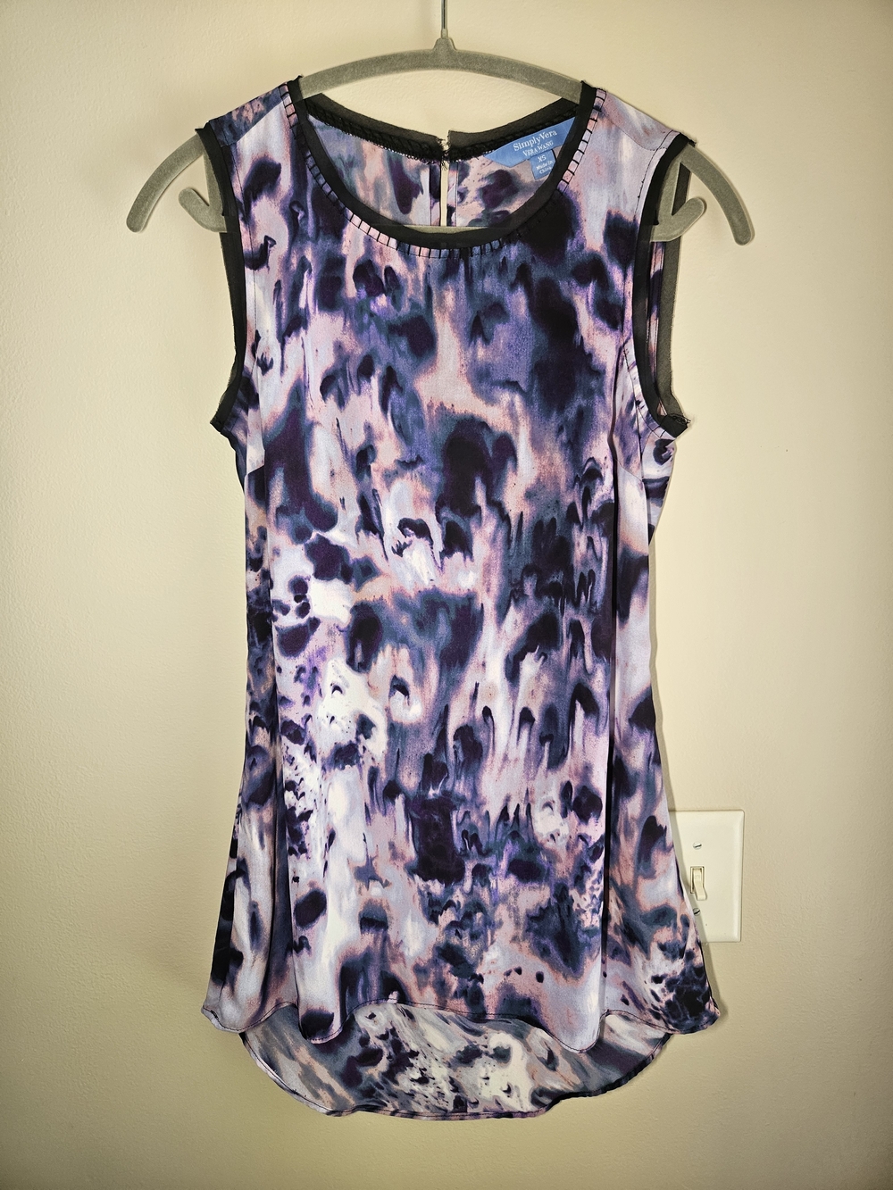 Simply Vera / Vera Wang XS Purple Watercolor Print Sleeveless Tank Tunic